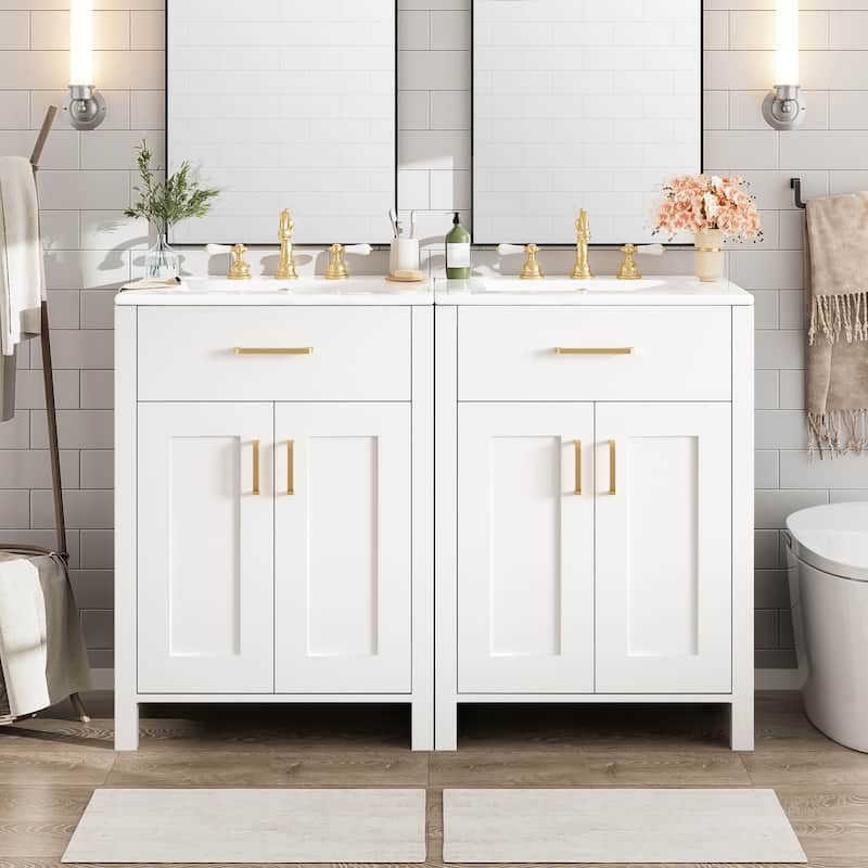 GDFStudio - Nova Wood & Ceramic Bathroom Vanity Cabinet with Single Sink