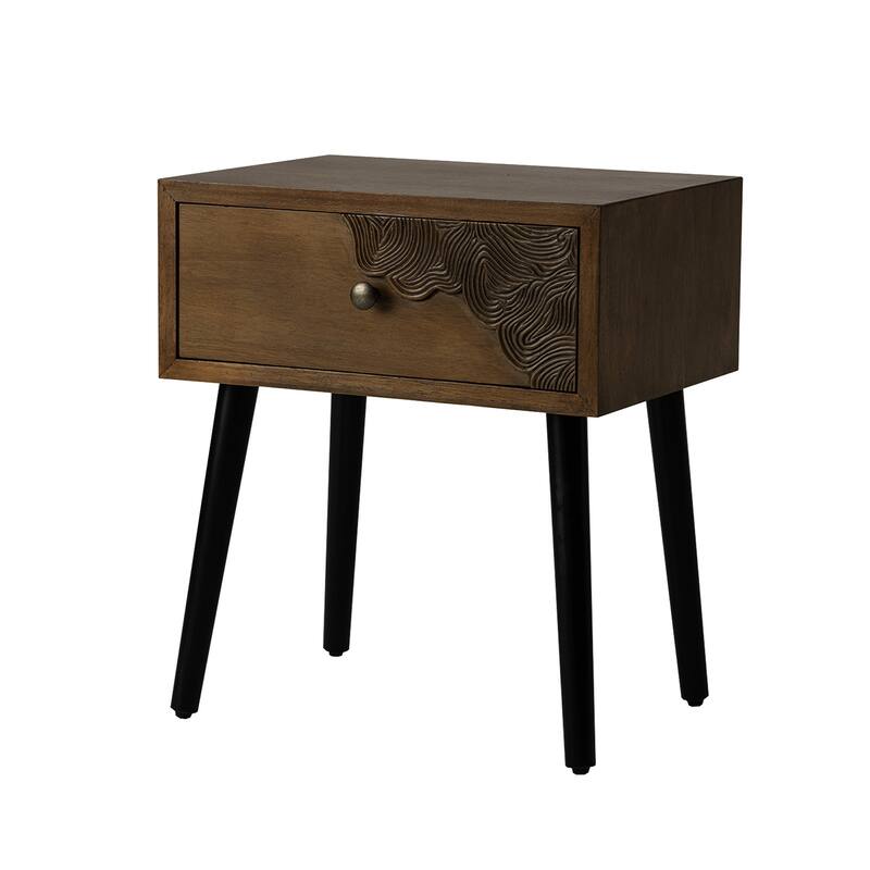 COSIEST Mid-Century Honeycomb 4 Legs End Table with Drawers