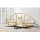 preview thumbnail 6 of 11, Gold Twin Size Metal Double Triangular House Beds with Built-in Table for Kids, Boys and Girls, Bedroom