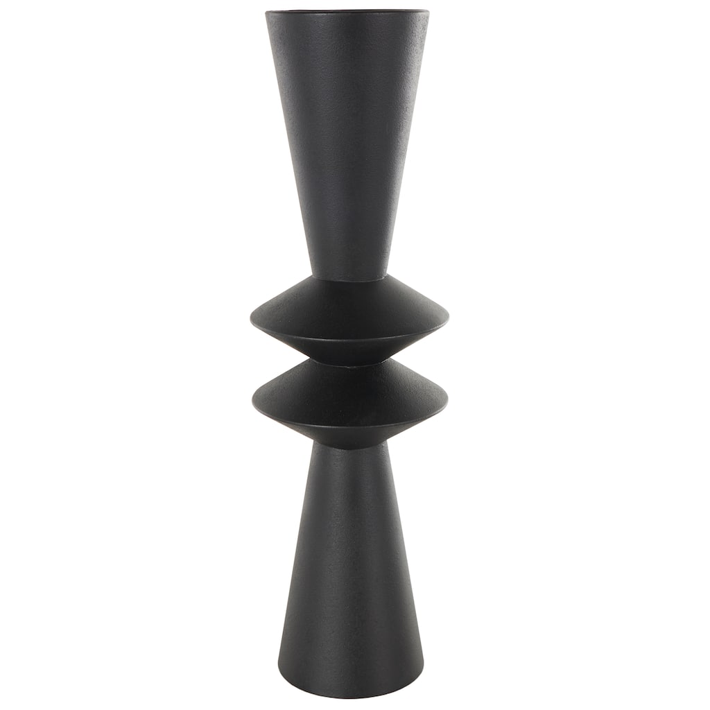 Metal Art Deco Fluted Decorative Vase - Black - Roche River Decor - 8"W x 8"L x 26"H