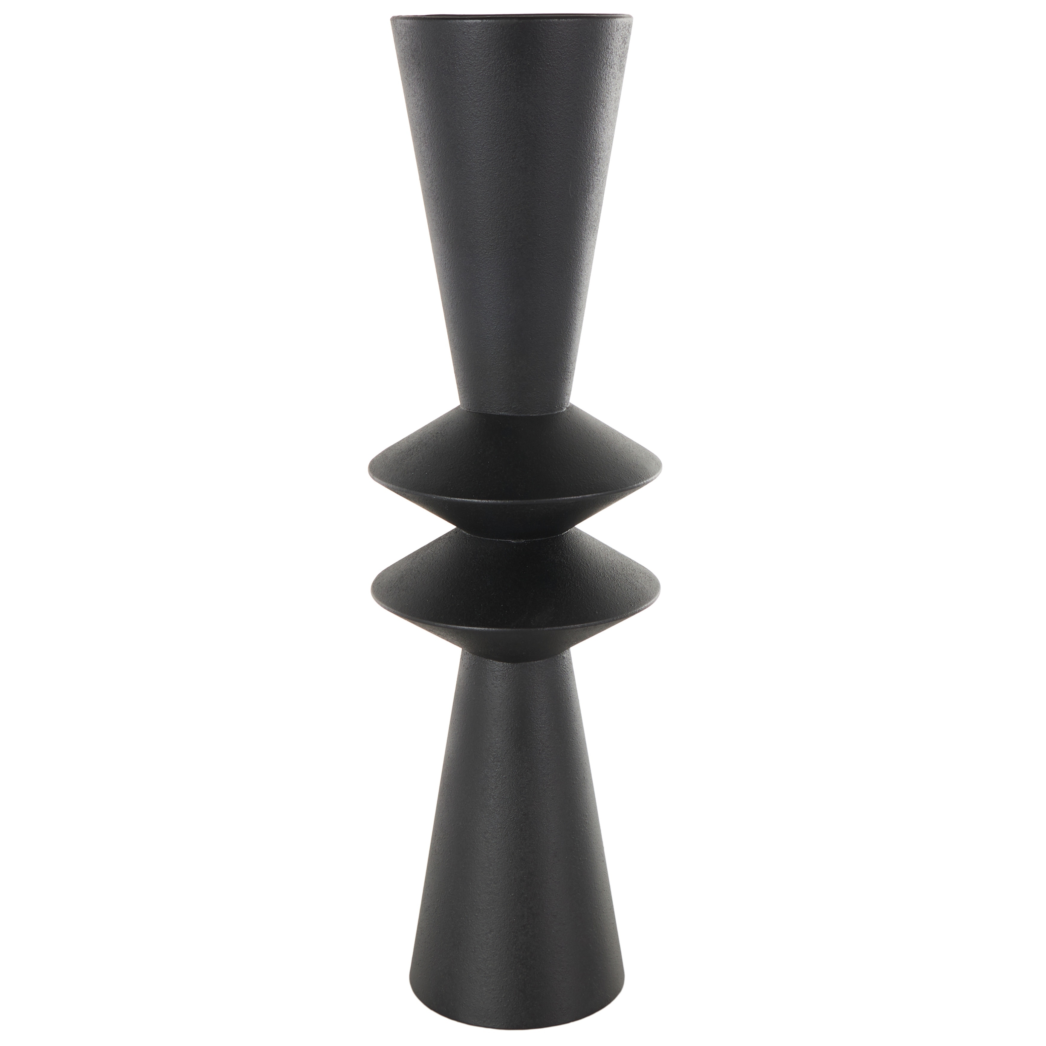 Metal Art Deco Fluted Decorative Vase - Black - Roche River Decor - 8"W x 8"L x 26"H