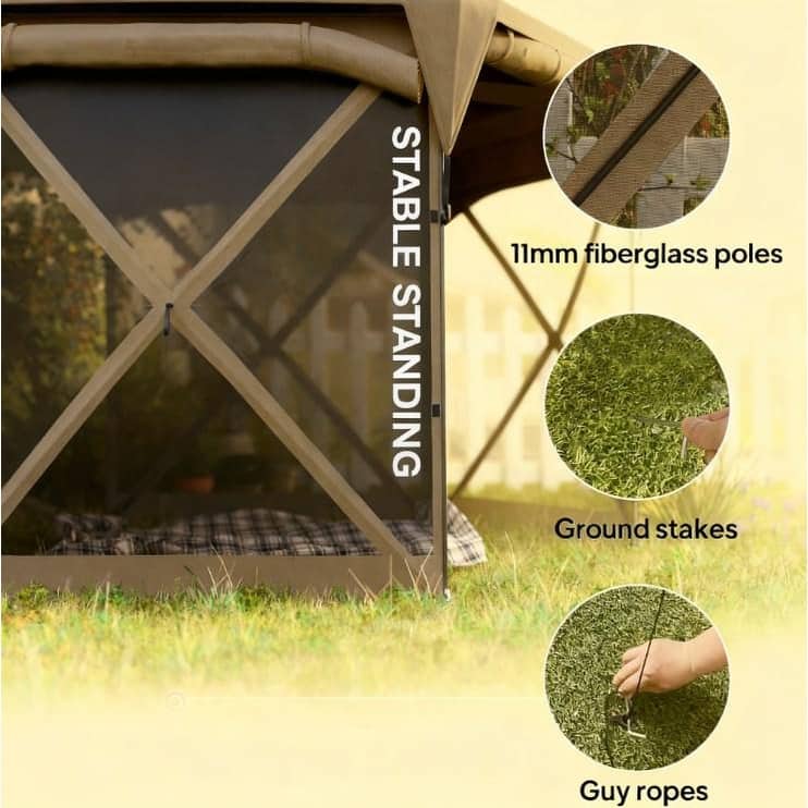 GDFStudio Outdoor Solara Pop-Up Gazebo Tent with Oxford Fabric and Fiberglass Frame