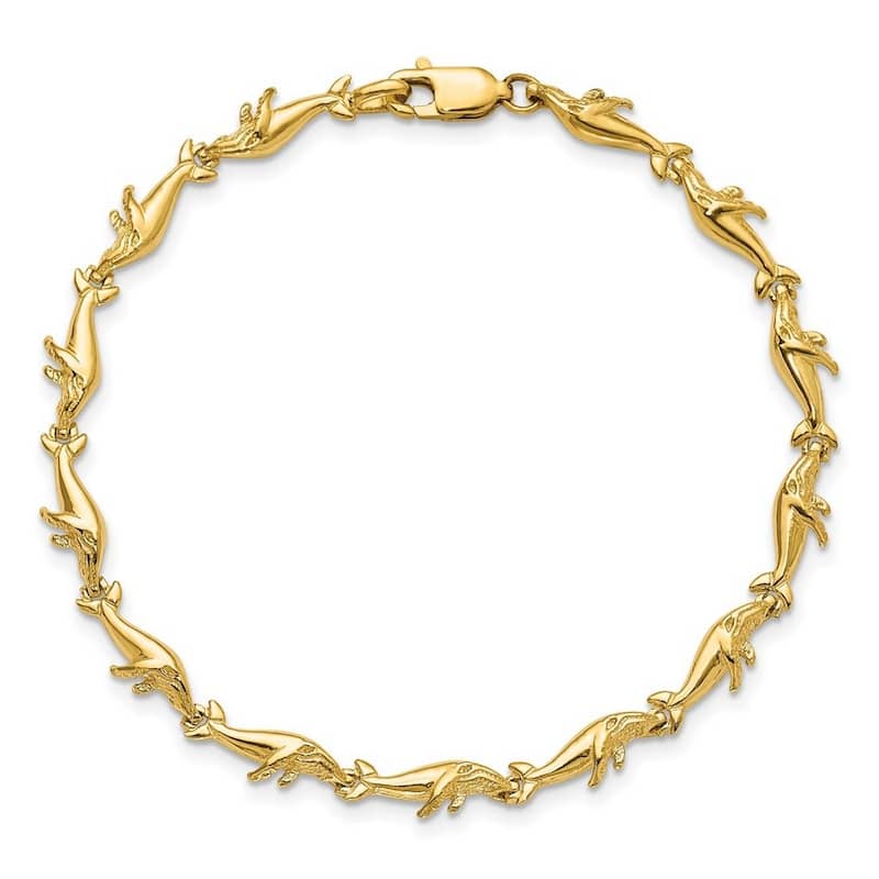 Curata 14k Gold Whale Link Bracelet 2 d 7.25 Inch