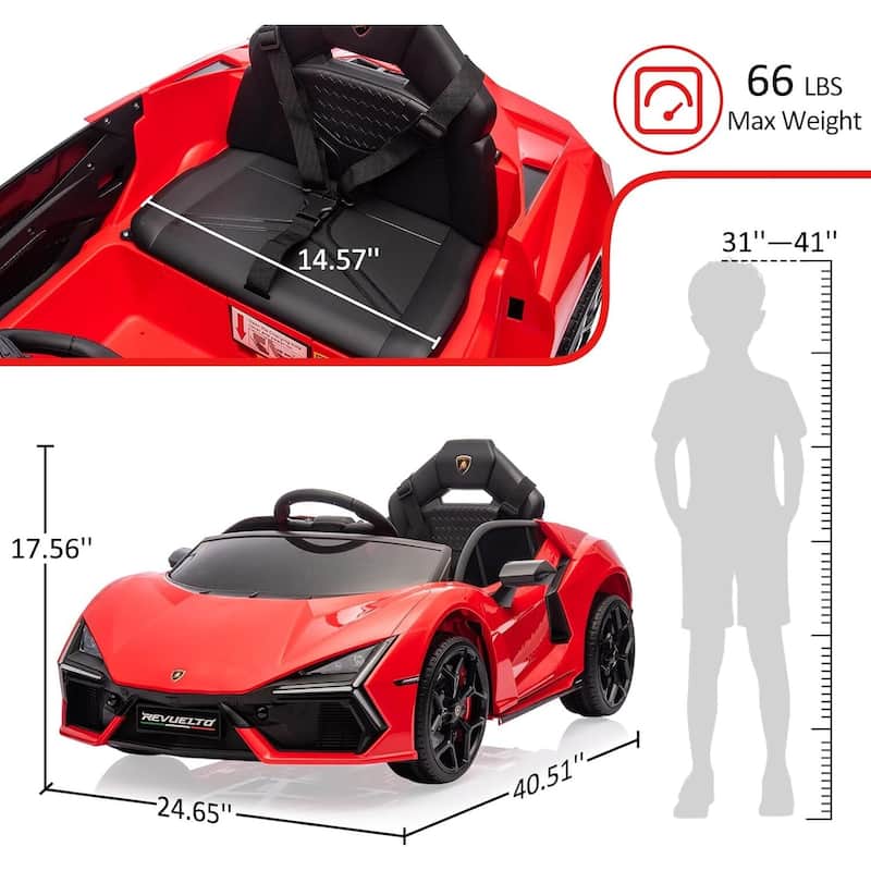 12V Kids Ride On Car, Licensed Lamborghini Revuelto Electric Car for Kids