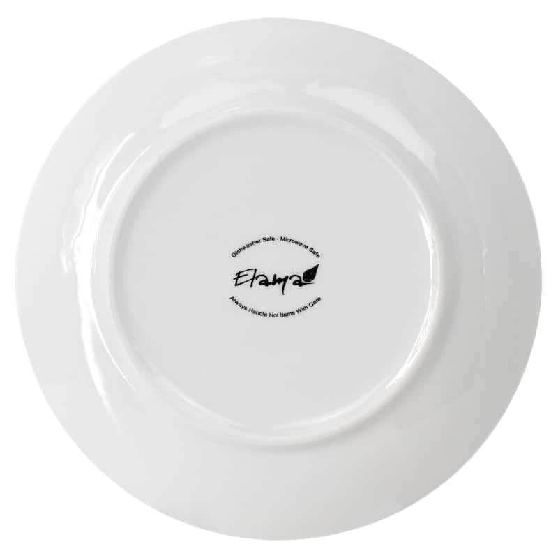 Elama Professional Kitchen 12 Piece Round Porcelain Salad Plate Set in White