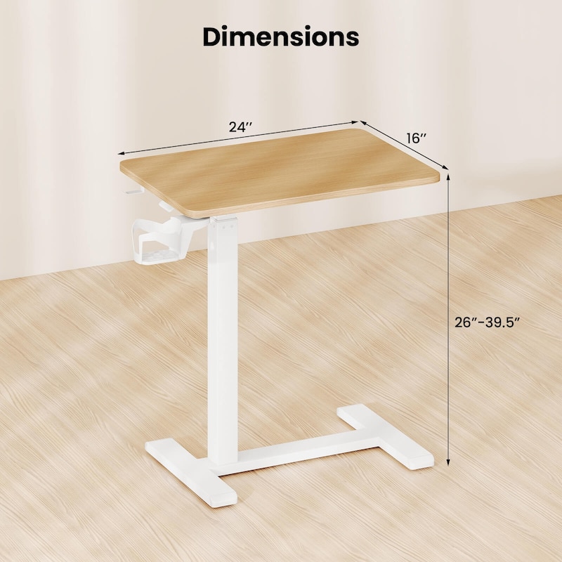 Costway C Shaped Side Table Height Adjustable Overbed Bedside Table - See Details