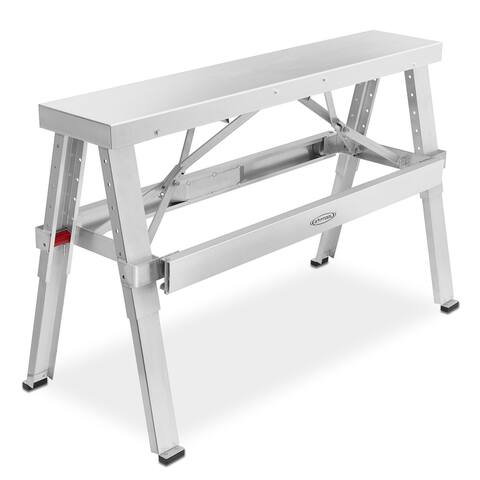 18"-30" Adjustable Height Drywall Bench Sawhorse Step Ladder - GypTool - Silver - 18 - 30 inches