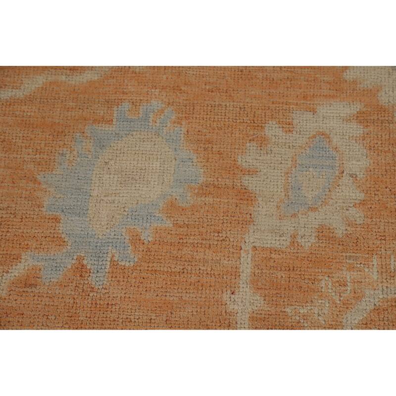 Orange Vegetable Dye Floral Oushak Turkish Rug Handmade Wool Carpet - 5'8"x 9'0"