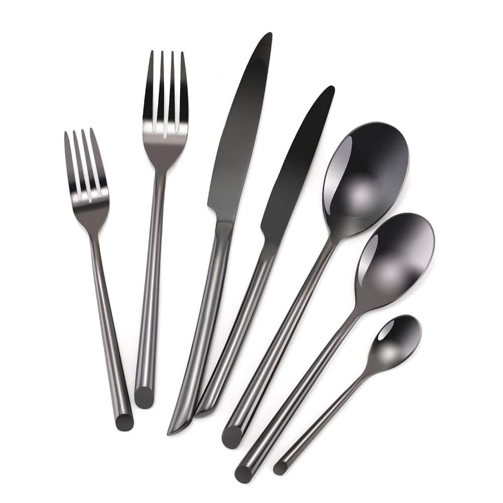 Kaya Black Cutlery Set Set of 20 pcs Bed Bath & Beyond 39385102