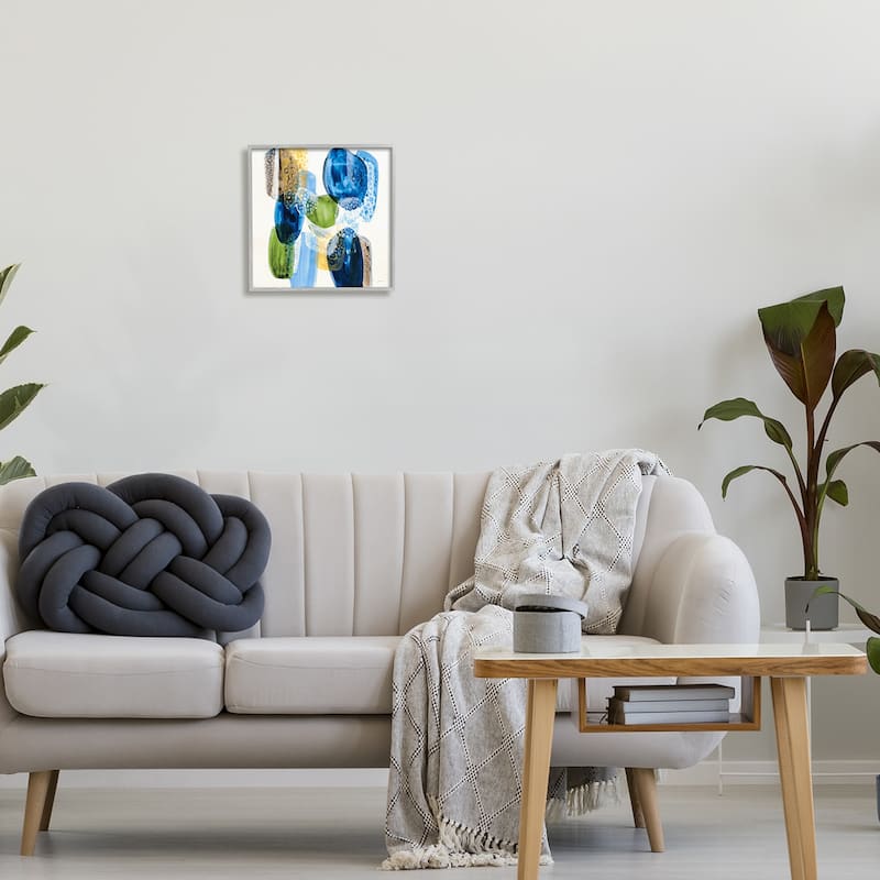 Stupell Vivid Blue Circle Shapes Abstract Pebbled Design Framed Wall Art, Design by Liz Jardine