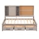 preview thumbnail 12 of 11, Twin Size Lounge Daybed with 3-Drawers，Kids Cork Board Bed Frame with USB Ports and 2 Built-in Storage Shelves, Antique Grey