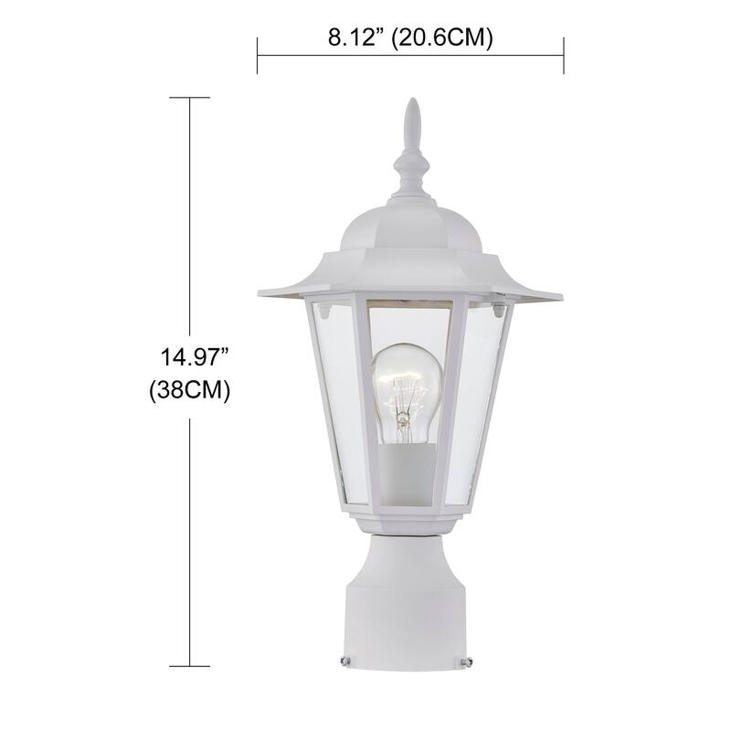 1-Light Outdoor Post Lantern Fixture E26 Exterior Lamp for Yard Patio