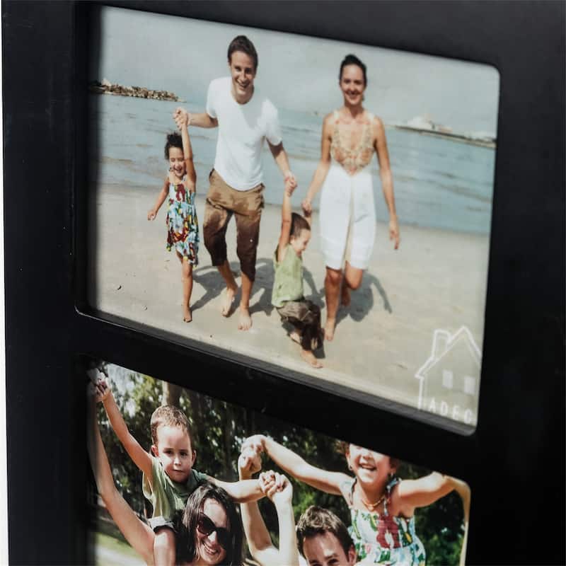 Adeco Black Wood Hanging Divided 4 x 6-inch Photo Frame