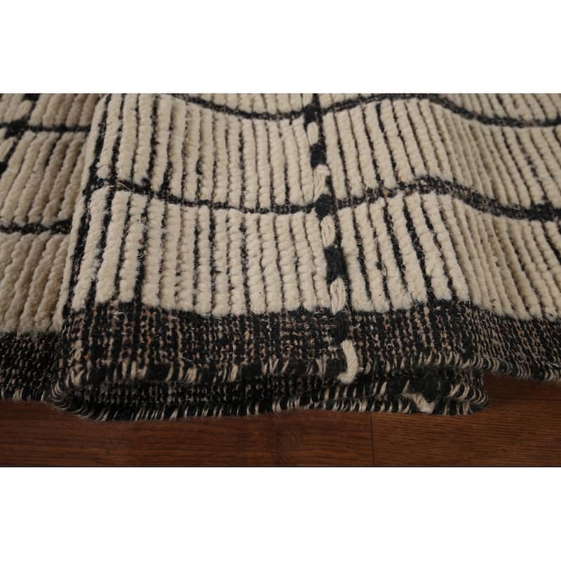 Striped Moroccan Oriental Area Rug Handmade Wool Carpet - 7'9"x 11'3"