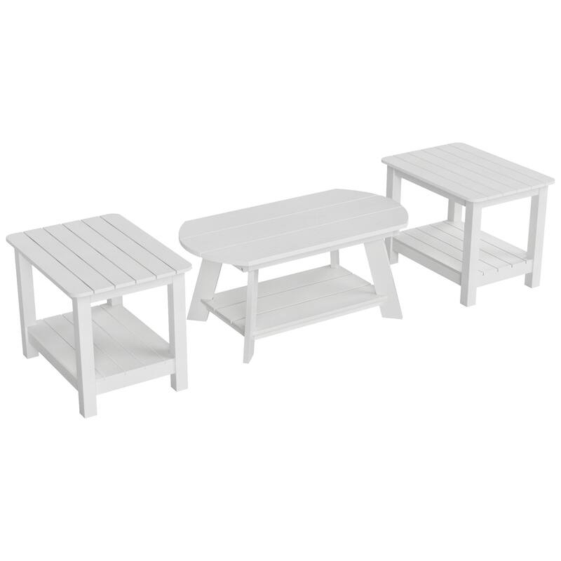 Vineyard HIPS Outdoor Eco-Friendly Coffee Table and Side Tables (3-Piece Set)