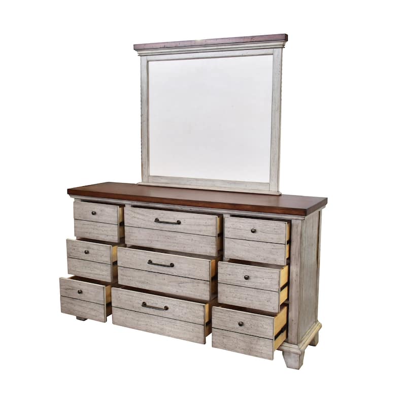 Steve Silver Overlook Two-tone Dresser and Mirror