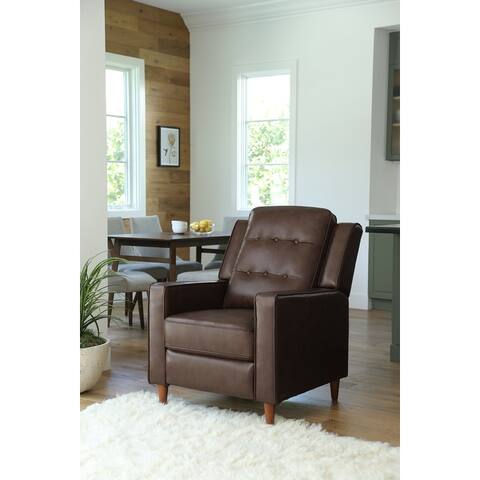 Abbyson Holloway Mid Century Top Grain Leather Push-back Recliner