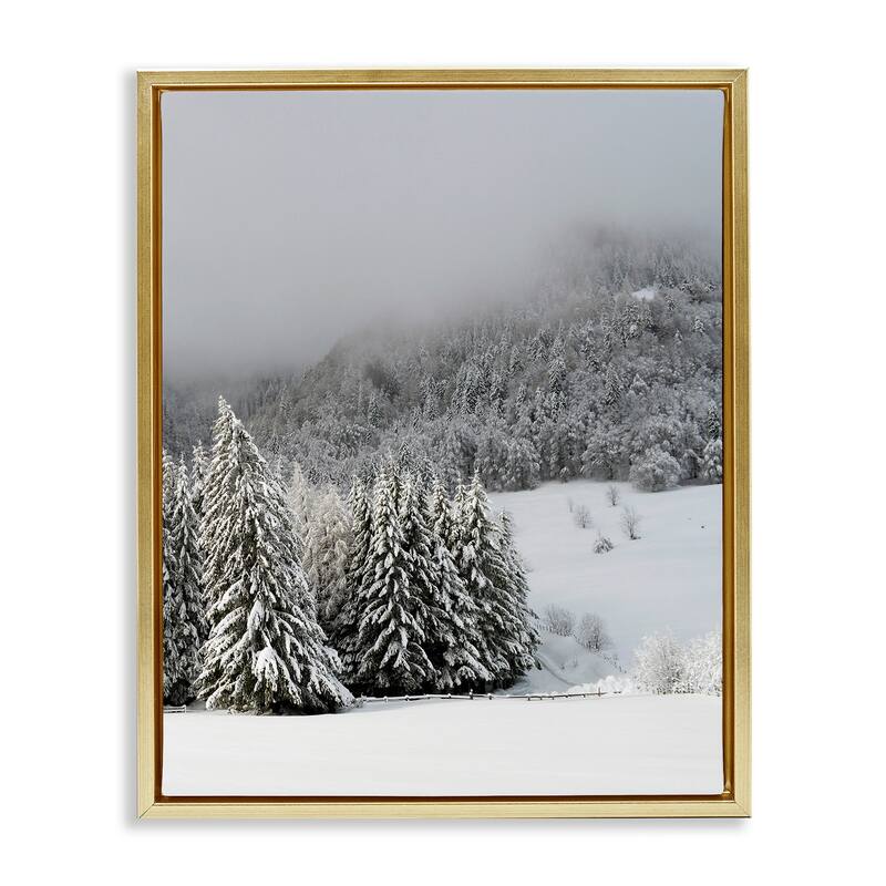 Stupell Winter Snowscape Woodland Trees Framed Floater Canvas Wall Art by Lil' Rue