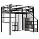 preview thumbnail 16 of 22, Full Size Metal Loft Bed with Wardrobe, Built-in Wood Tabletop Desk, Storage Shelves and Storage Stairs for Bedroom