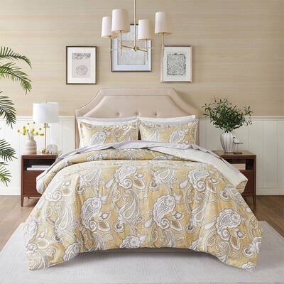 King Modern Paisley Print Comfort Set Wheat