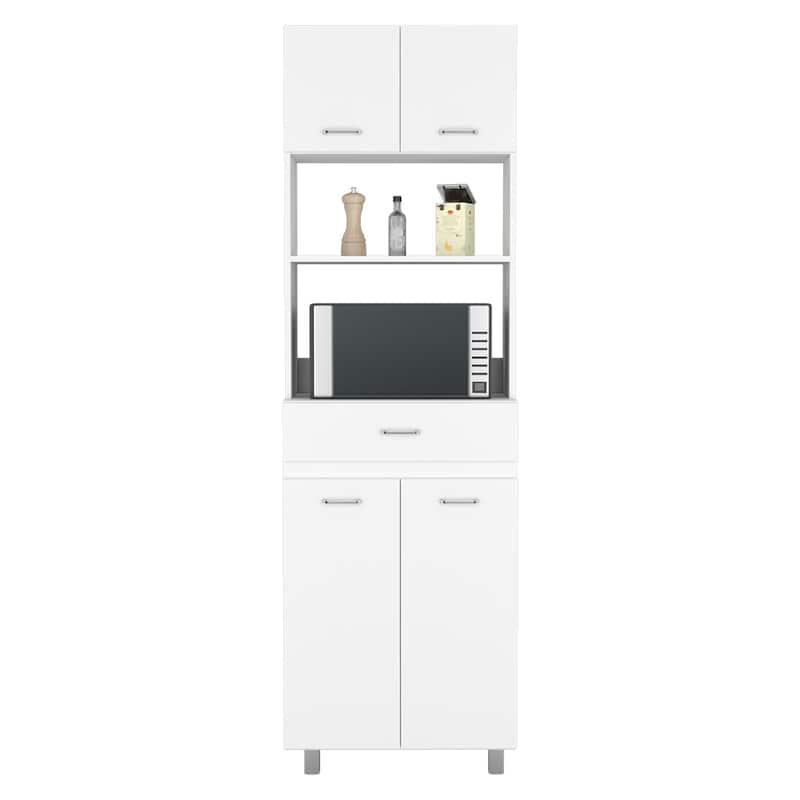 Microwave Double Door Cabinet, One Drawer, One Shelf For Microwave, White