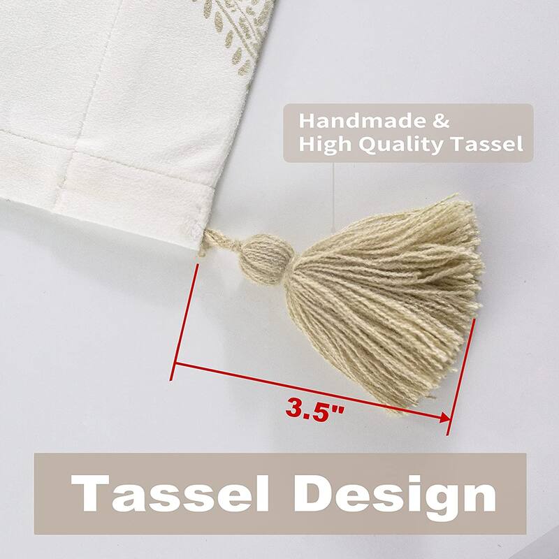 DriftAway Sadie Paisley Medallion Pattern Boho Velvet Window Curtain Valance with Handmade Tassels