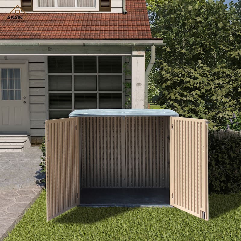 53 in. W x 34 in. D x 47 in. H Coffee HDPE Outdoor Storage Cabinet - N/A