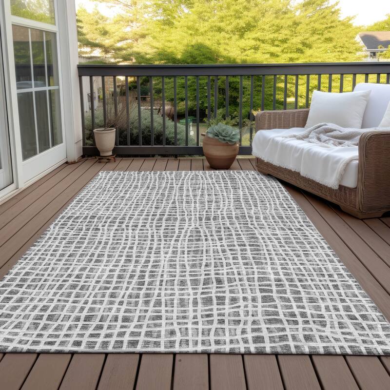 Machine Washable Indoor/ Outdoor Chantille Modern Abstract Rug - Gray - 5' x 7'6"