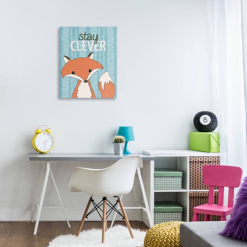 Stupell Stay Clever with Fox Canvas Wall Art Design By Kim Allen