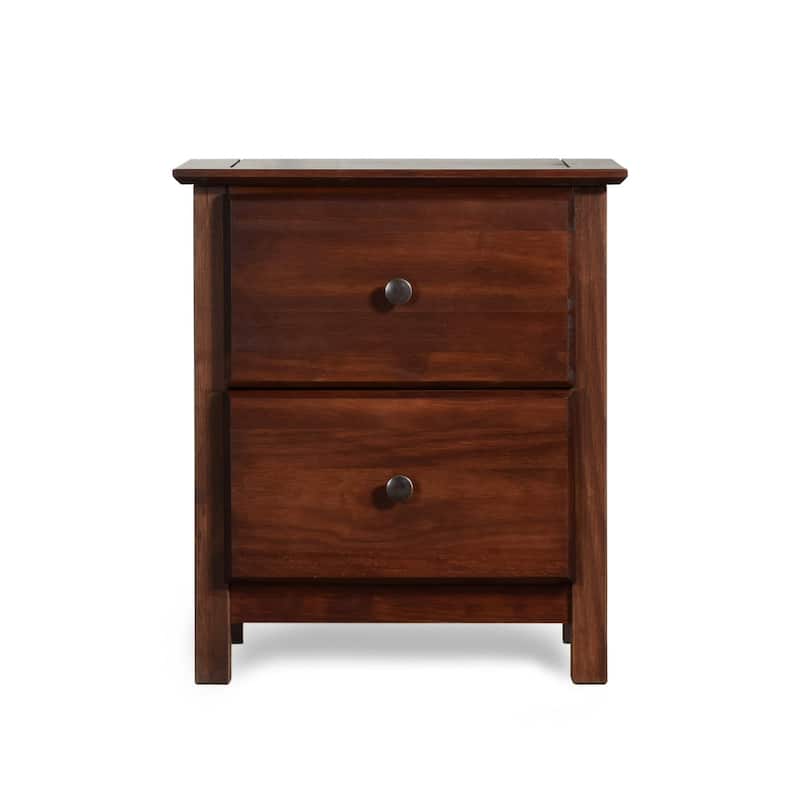 Grain Wood Furniture Shaker 2-drawer Solid Wood Nightstand