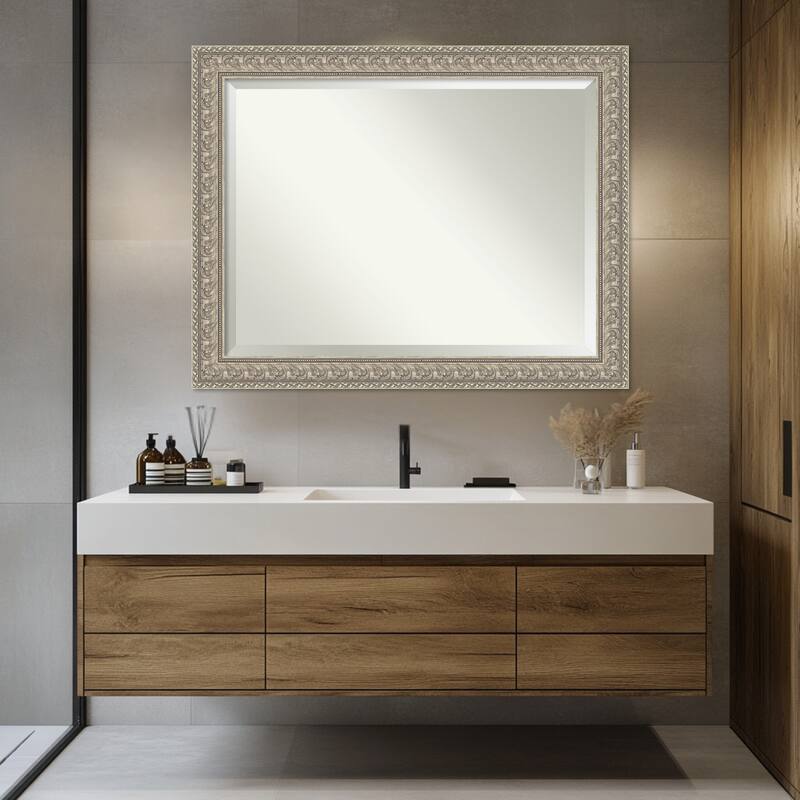 Sydney Silver Beveled Framed Bathroom Vanity Wall Mirror - Sydney Silver