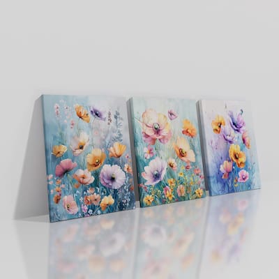 Floral Canvas Wall Art Colorful Abstract Wildflower Purple