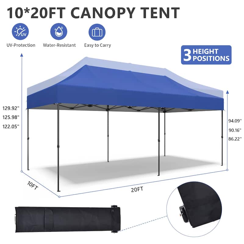 Ainfox 10x20 Heavy Duty Pop up Canopy Tent,Outdoor Shade Instant Folding Event Gazebo with Wheeled Bag