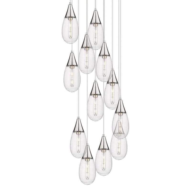 Innovations Lighting 126-450-1P-15-26 Malone Pendant Malone 12 Light - Polished Nickel / Striped Clear