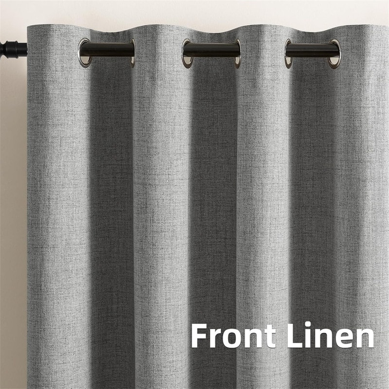 Grey Faux Linen Blackout 52x72" Grommet
