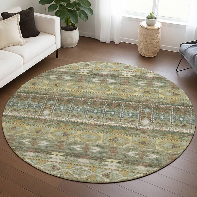 Machine Washable Indoor/ Outdoor Global Haswell Chantille Rug