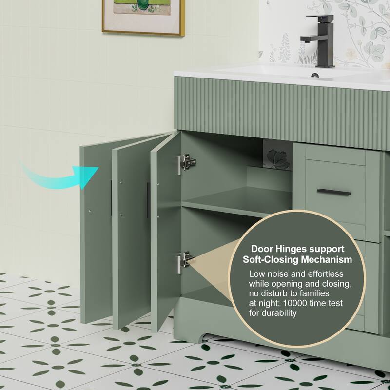 Modern 24/30/36/48" Wave-Line Bathroom Vanity Set with Sink & Faucet