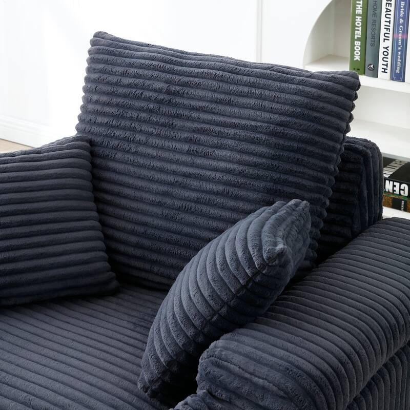 Modern 33.4" Upholstered Accent Chair with Ottoman and Large Seat for Living Room