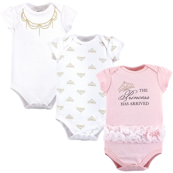 slide 1 of 1, Little Treasure Baby Girl Cotton Bodysuits 3pk, Princess 12-18 Months - Princess