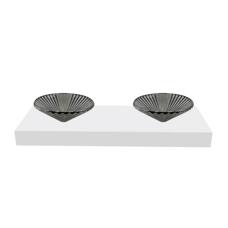 Decorative 20" Round Crystal Vessel Sinks With White Base