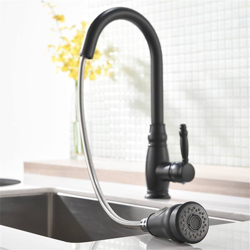 Single Handle Kitchen Sink Faucet with Pull Down Sprayer Brass Pull Out Kitchen Basin Vanity Faucets with Sprayer