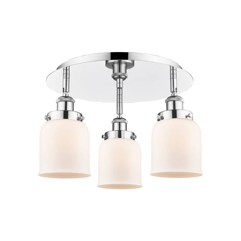 Innovations Lighting Bell - 3 Light 17" Flush Mount - Polished Chrome/Matte White