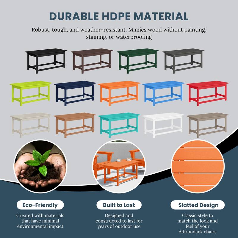 Laguna Hdpe All Weather Outdoor Patio Rectangular Coffee Table