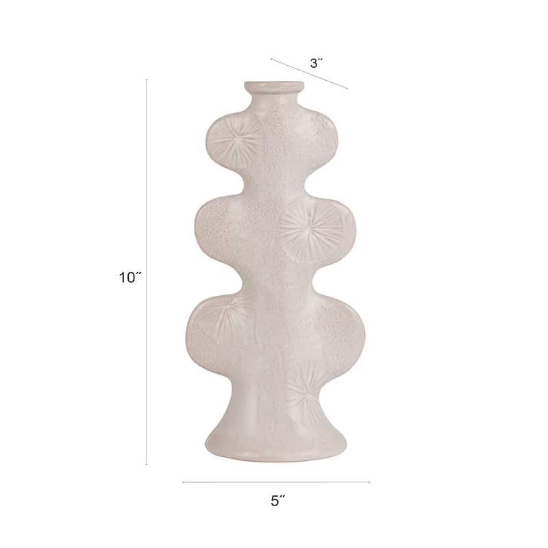 Stoneware Sculptural Taper Holder with Design - 5" L x 3" W x 10" H