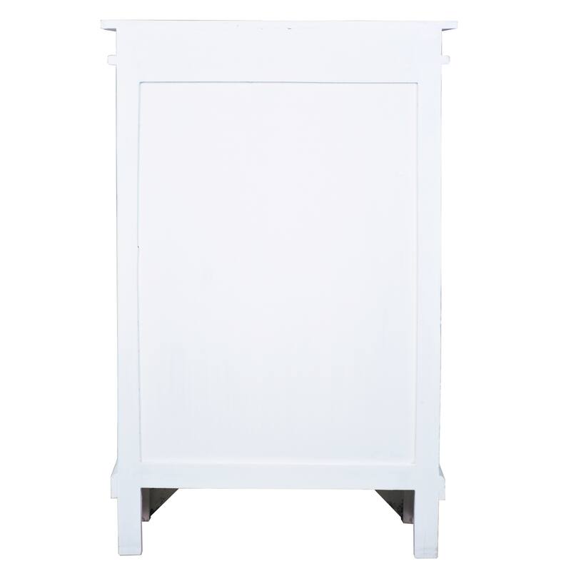 Distressed Finish Wooden Carved Accent Cabinet - 43" - White and Brown