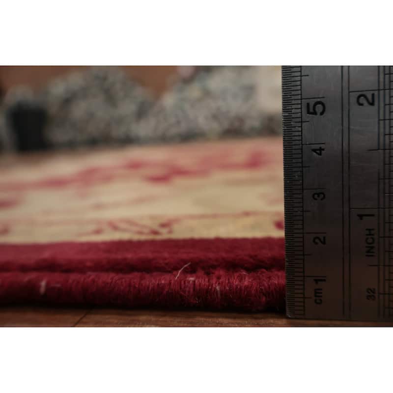 Hand Knotted Oriental 100% Wool Carpet Traditional Floral Red Peshawar Area Rug - 4' 10'' X 4' 0''