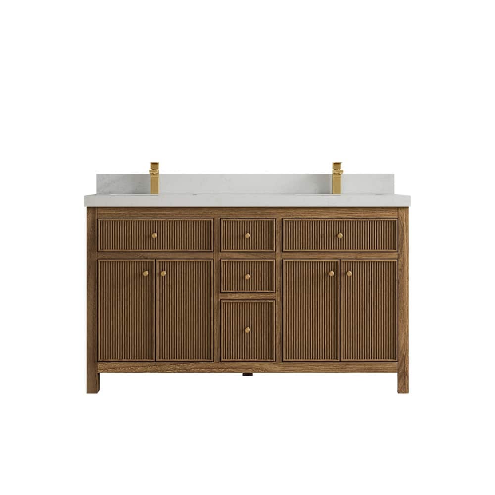 Willow Collections 60 in. W x 22 in. D Sonoma Teak Double Sink Bathroom Vanity with Countertop
