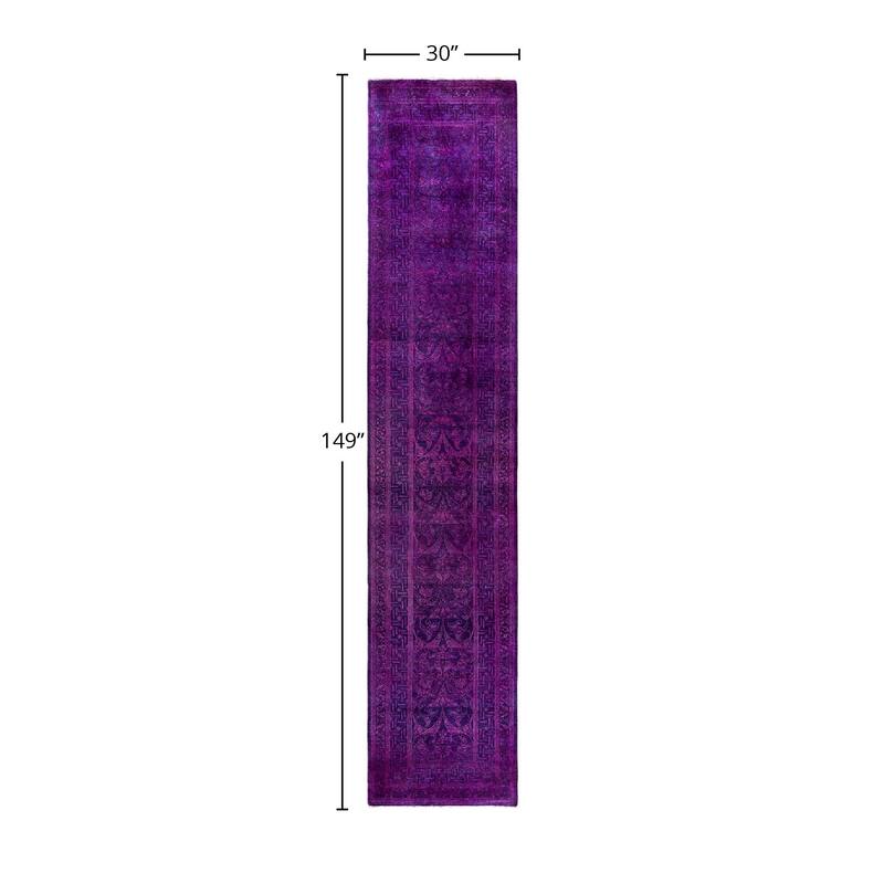 Contemporary Overdyed Wool Hand Knotted Runner - 2' 6" x 12' 5"