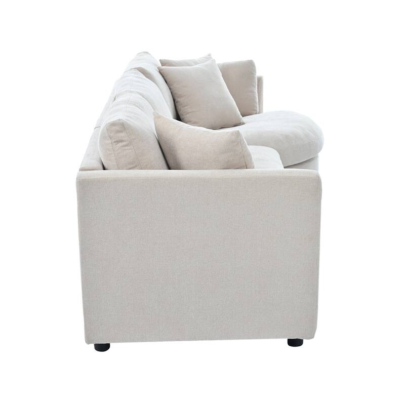 Three Indoor Cushioned Combination Sofas w/Three Pillows & Curved Seat