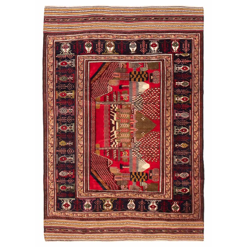 Teimani Red Rug 6'3" x 8'10" - 6'3 x 8'10 - Red - 6'3 x 8'10